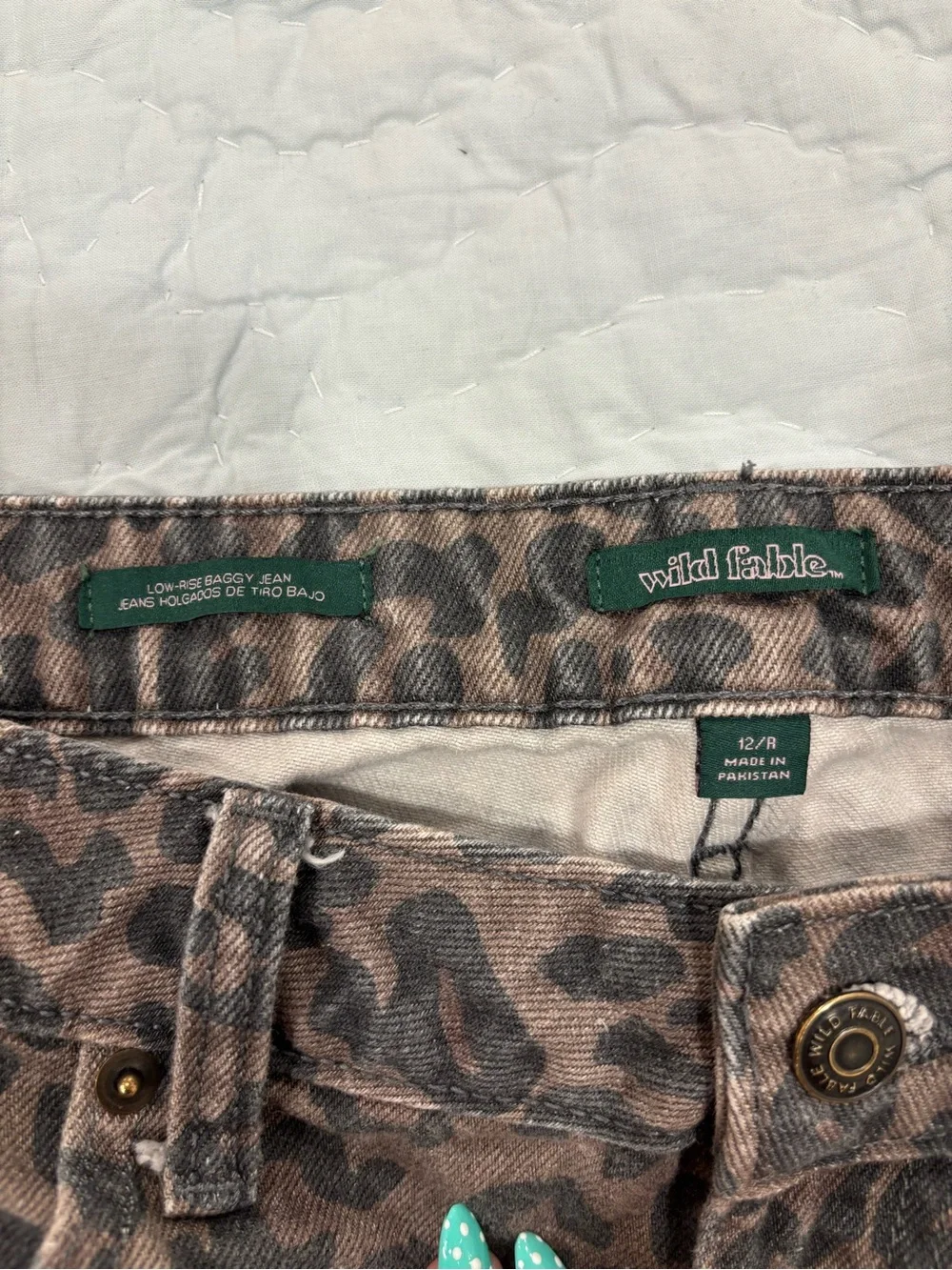 Low-Rise Leopard Print Cropped Jeans - Brown